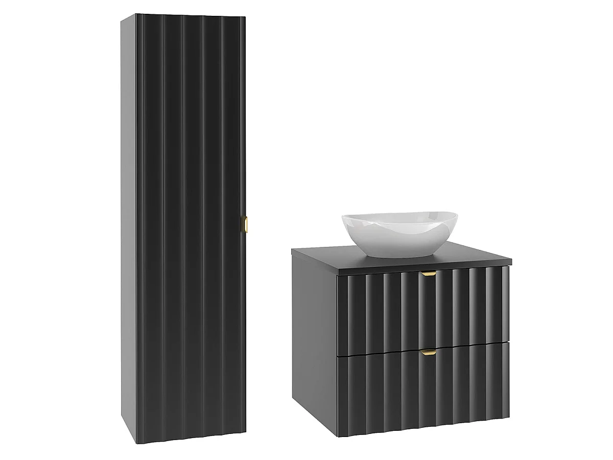 Ensemble meuble simple vasque 60cm et colonne Lexa Noir