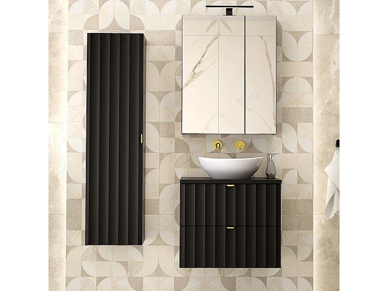 Set di mobili da bagno con lavabo Lexa nero 60cm