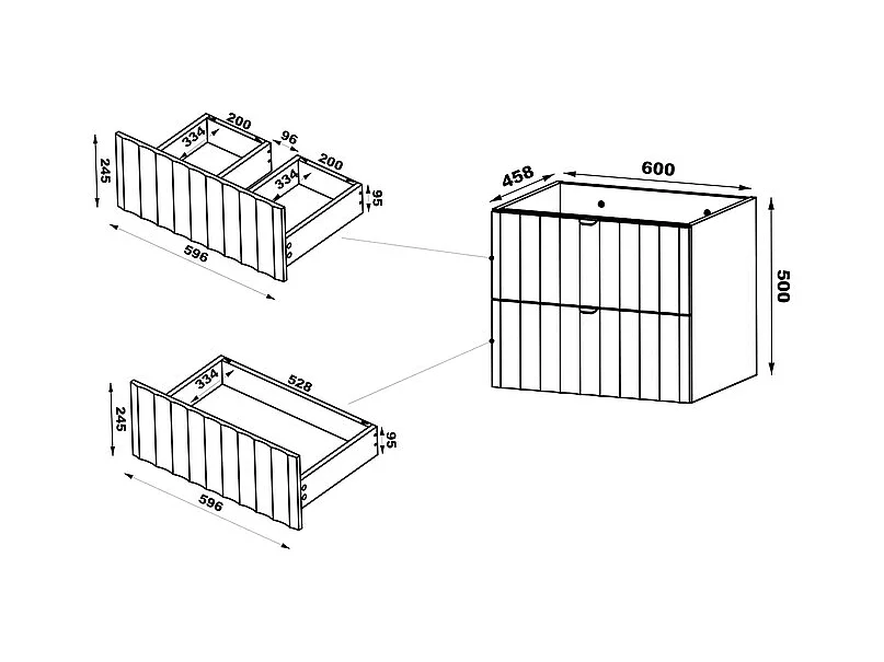 Ensemble meuble simple vasque encastrée 60cm et colonne Lexa Blanc