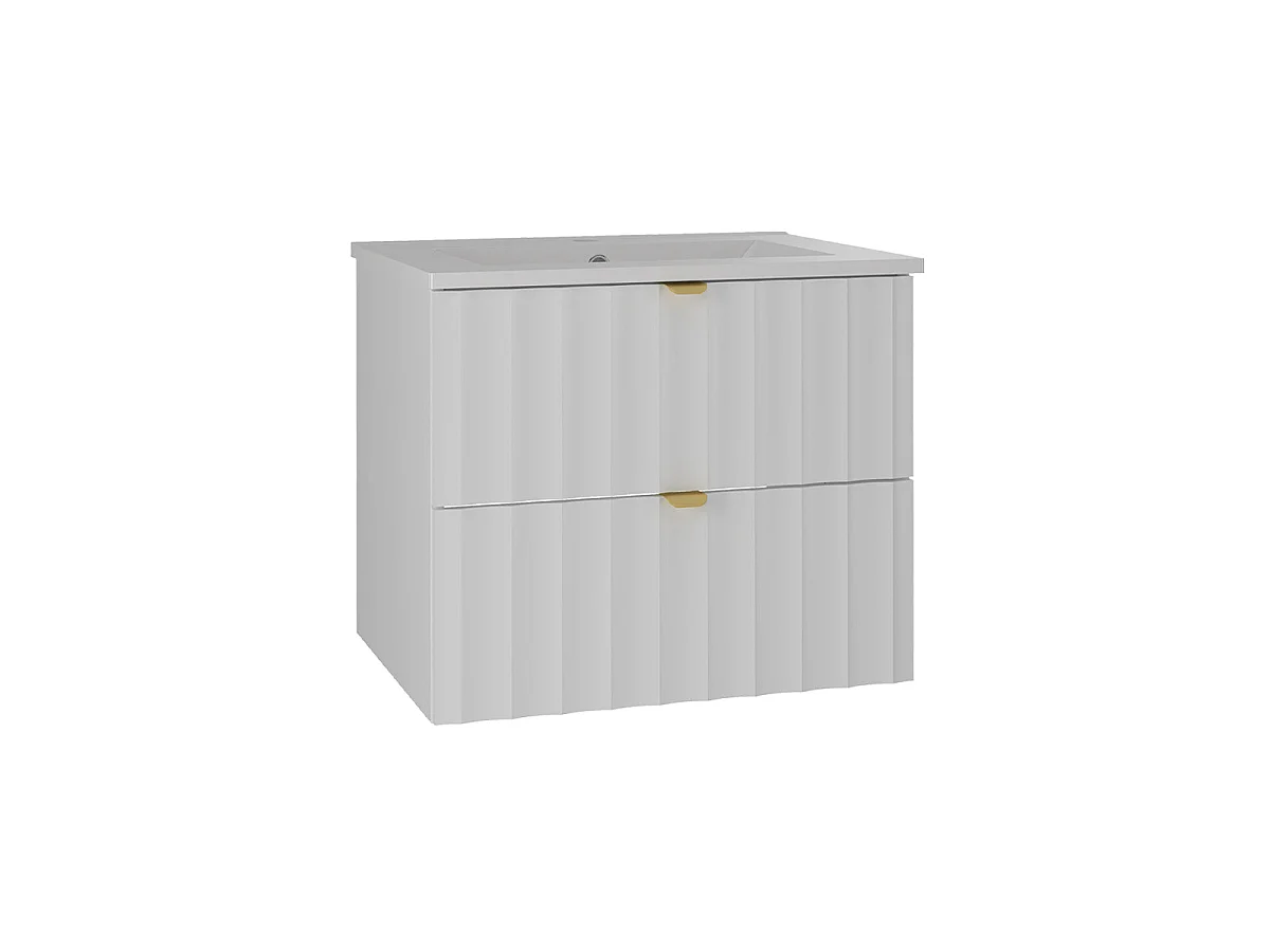 Ensemble meuble simple vasque encastrée 60cm et colonne Lexa Blanc
