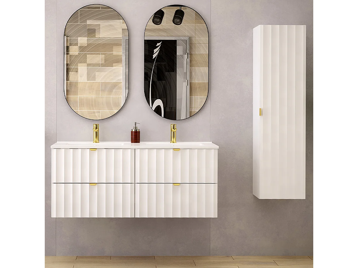 Set di mobili da bagno doppio lavabo Lexa bianco 120cm