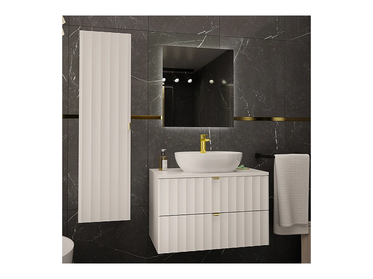 Ensemble meuble simple vasque 80cm et colonne Lexa Blanc