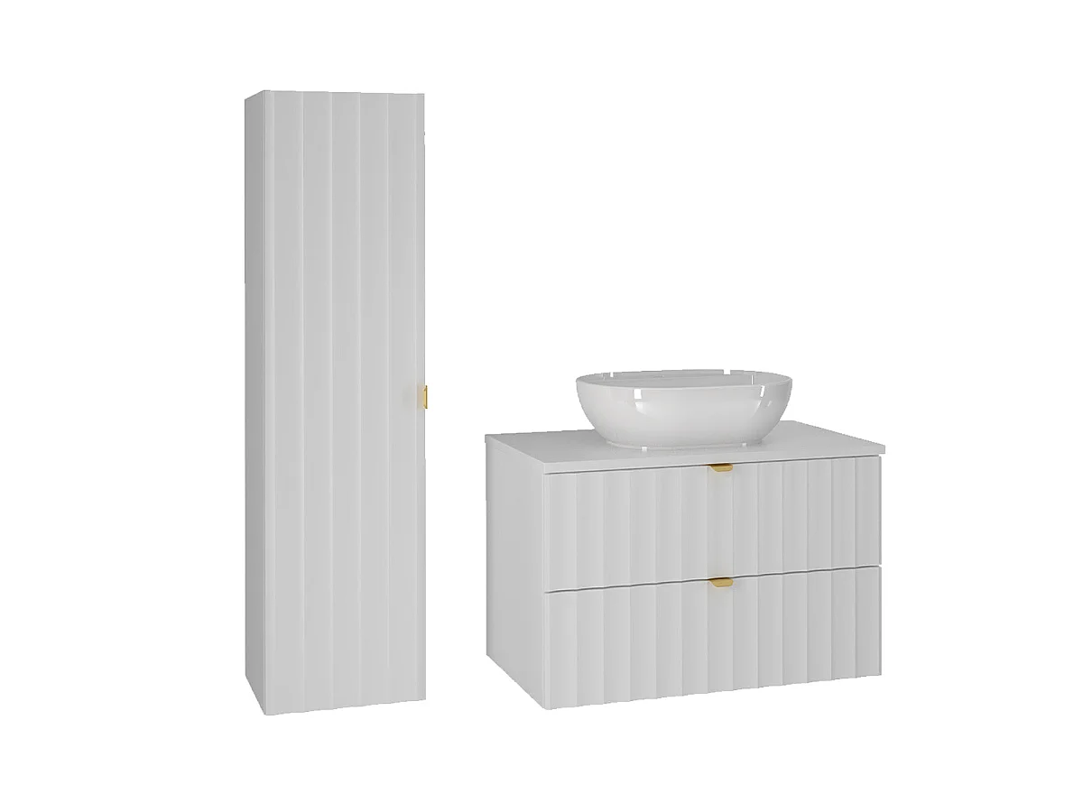 Ensemble meuble simple vasque 80cm et colonne Lexa Blanc