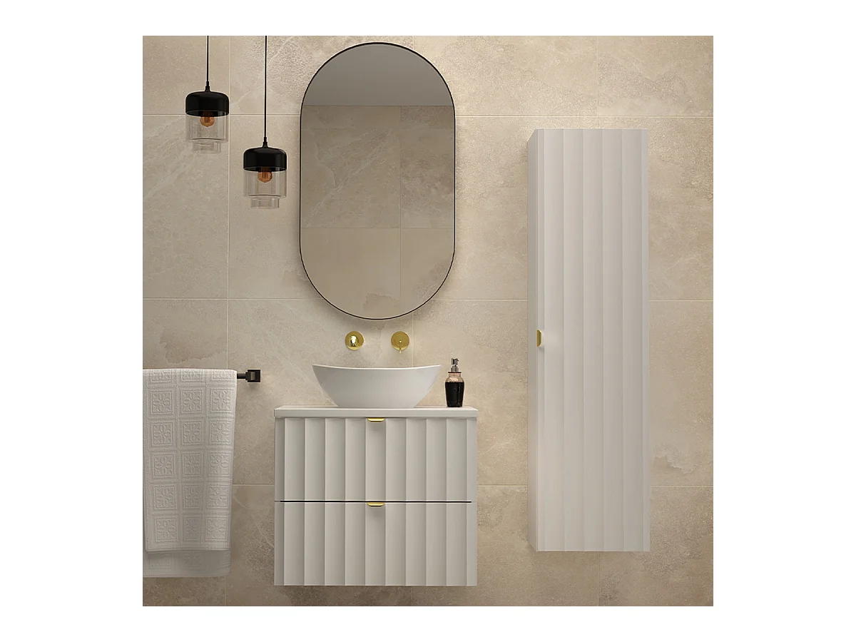 Ensemble meuble simple vasque 60cm et colonne Lexa Blanc