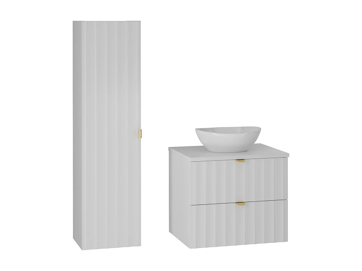 Set aus Einzelwaschtisch 60cm und Säule Lexa Weiß