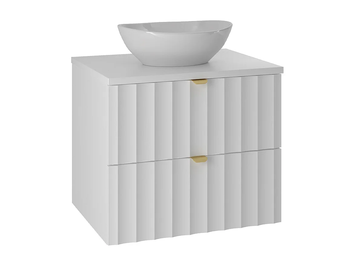 Set aus Einzelwaschtisch 60cm und Säule Lexa Weiß