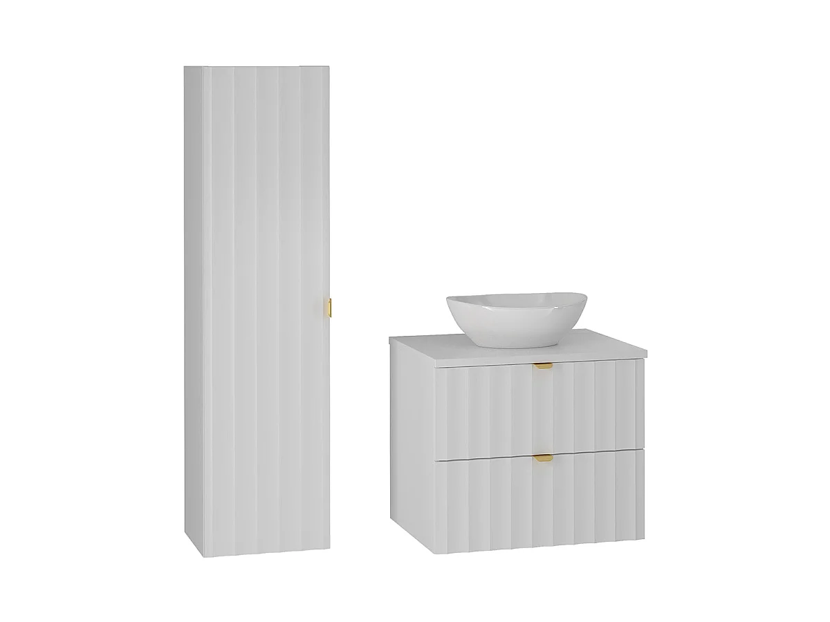 Ensemble meuble simple vasque 60cm et colonne Lexa Blanc