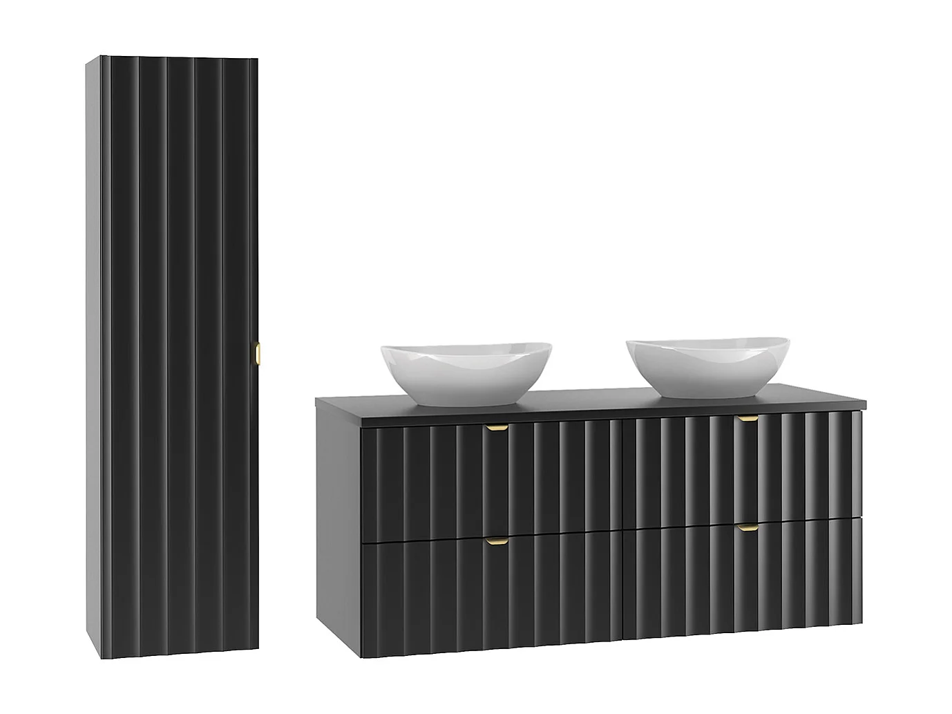 Ensemble meuble double vasque 120cm et colonne Lexa Noir
