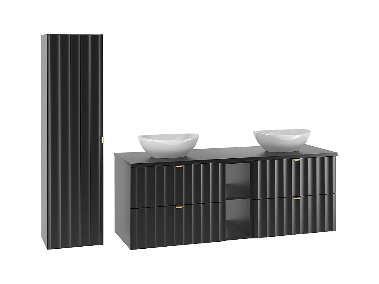 Set di mobili da bagno doppio lavabo Lexa nero 140cm