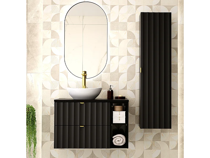 Set di mobili da bagno con lavabo Lexa nero 80cm
