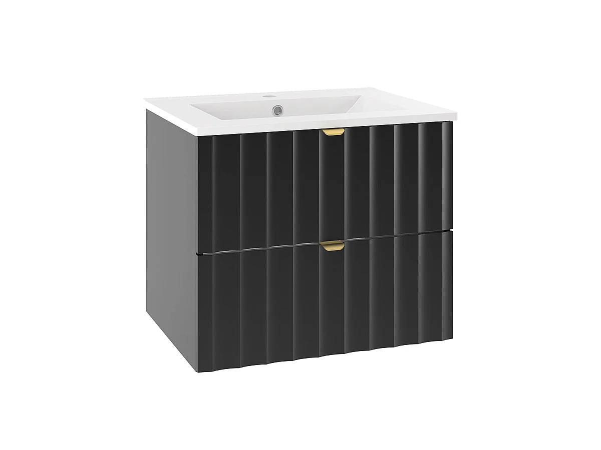 Ensemble meuble simple vasque encastrée 60cm et colonne Lexa Noir
