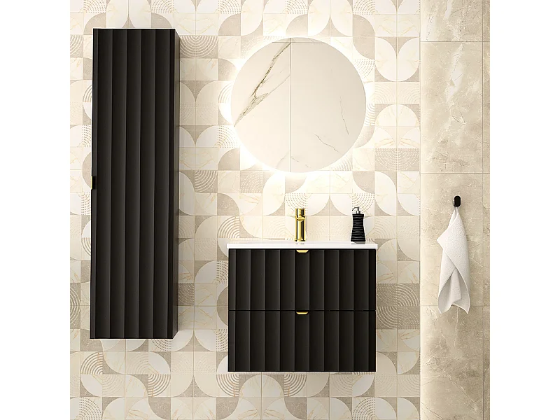 Set di mobili da bagno con lavabo Lexa nero 60cm