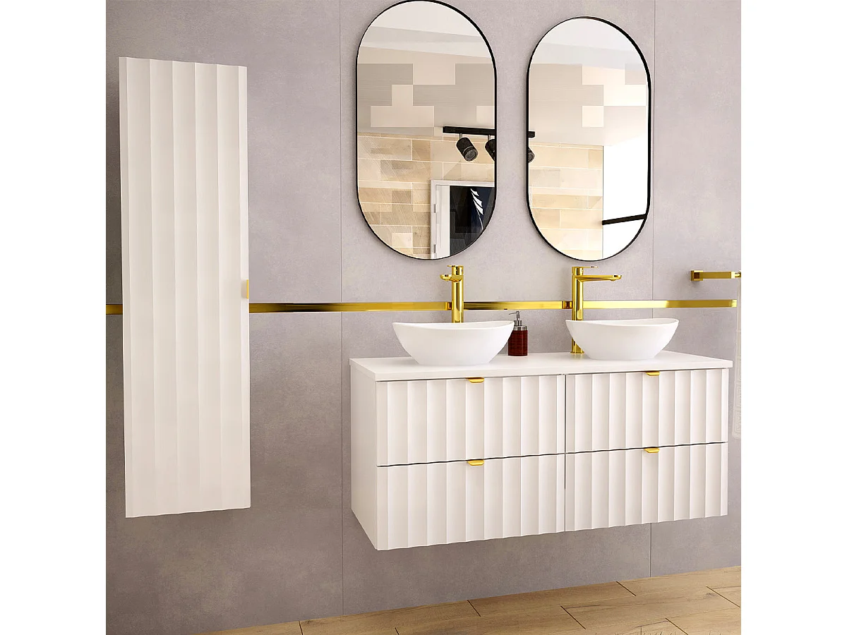 Meuble double vasque 120cm Lexa Blanc