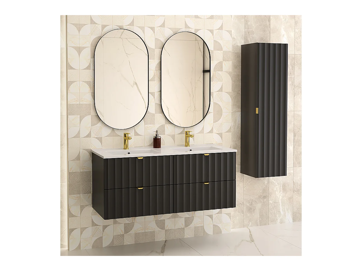 Meuble double vasque encastrée 120cm Lexa Noir
