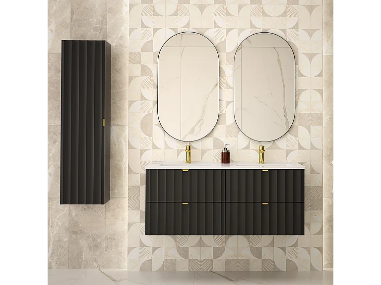 Mobile bagno doppio lavabo Lexa nero 120cm