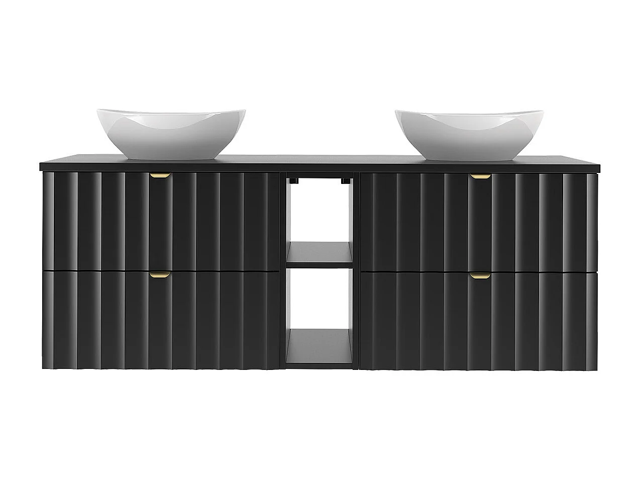 Mueble doble lavabo 140cm 2 compartimientos Lexa Negro