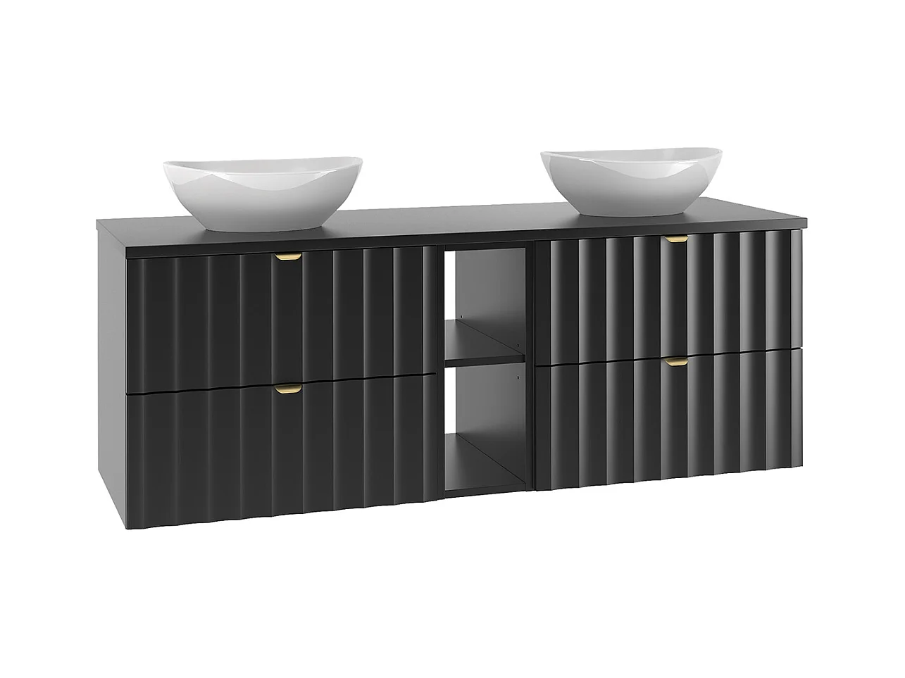 Meuble double vasque 140cm 2 niches Lexa Noir