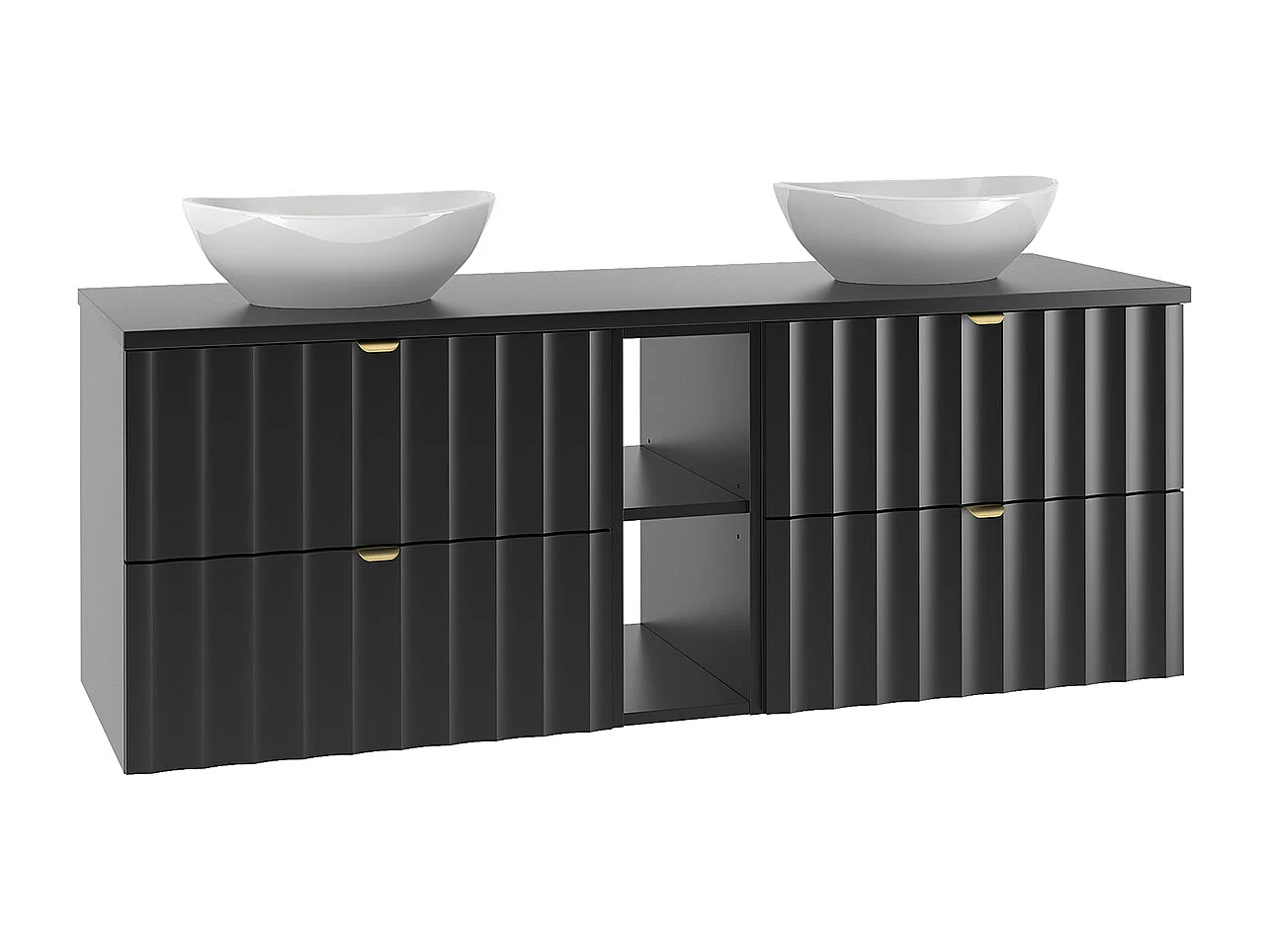Meuble double vasque 140cm 2 niches Lexa Noir