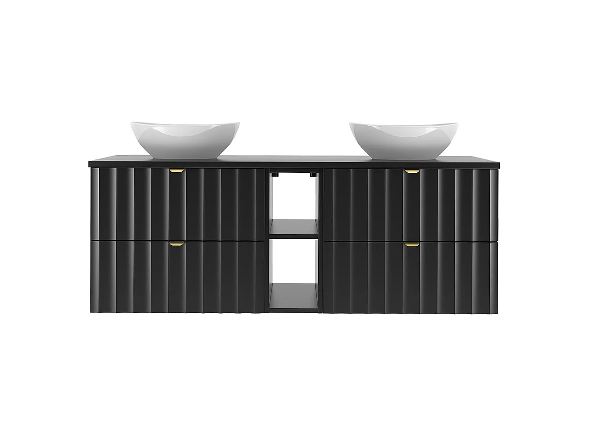 Mobile bagno doppio lavabo Lexa nero 140cm