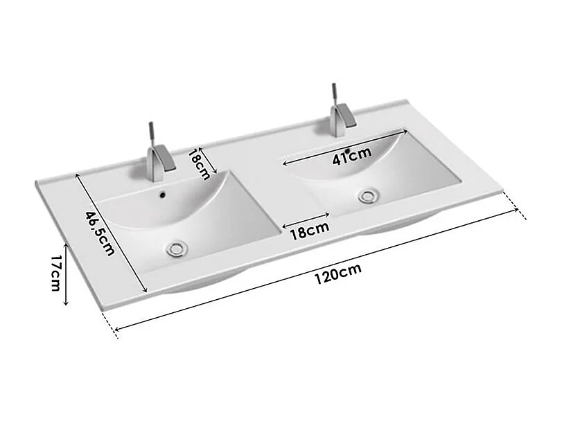 Doppelwaschtisch-Unterschrank 120cm Lexa Weiß
