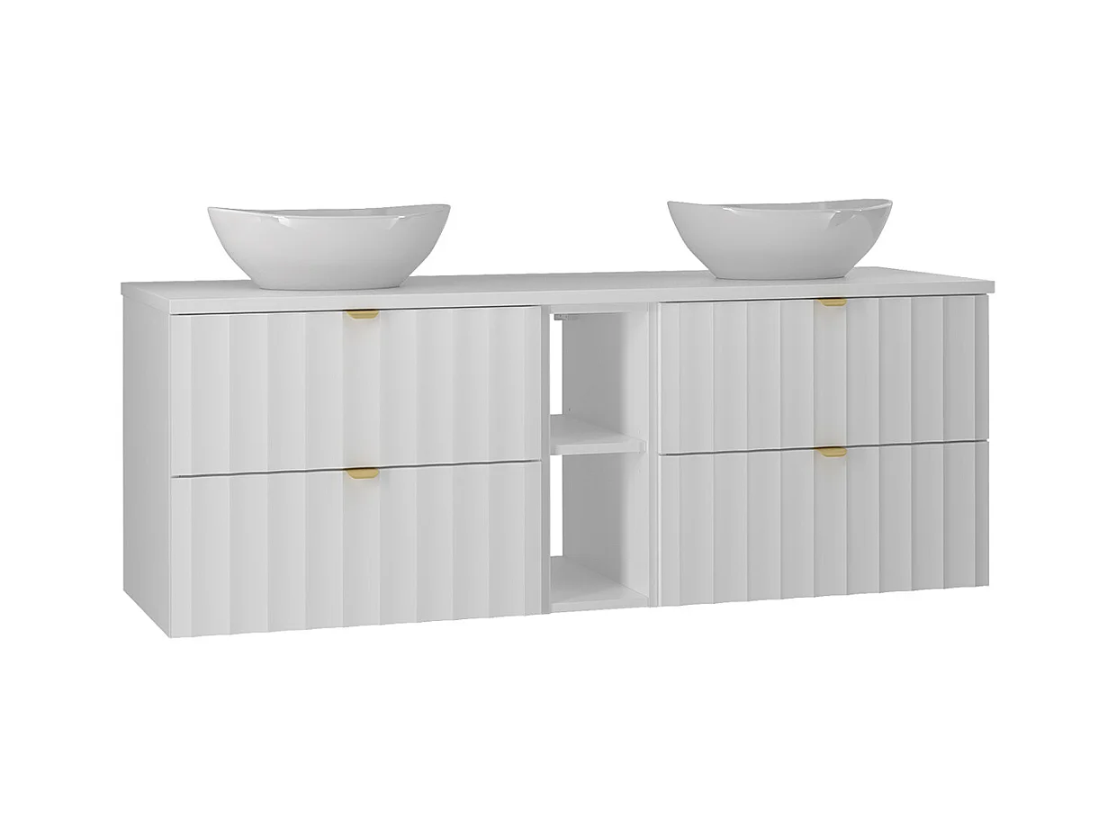 Meuble double vasque 140cm 2 niches Lexa Blanc