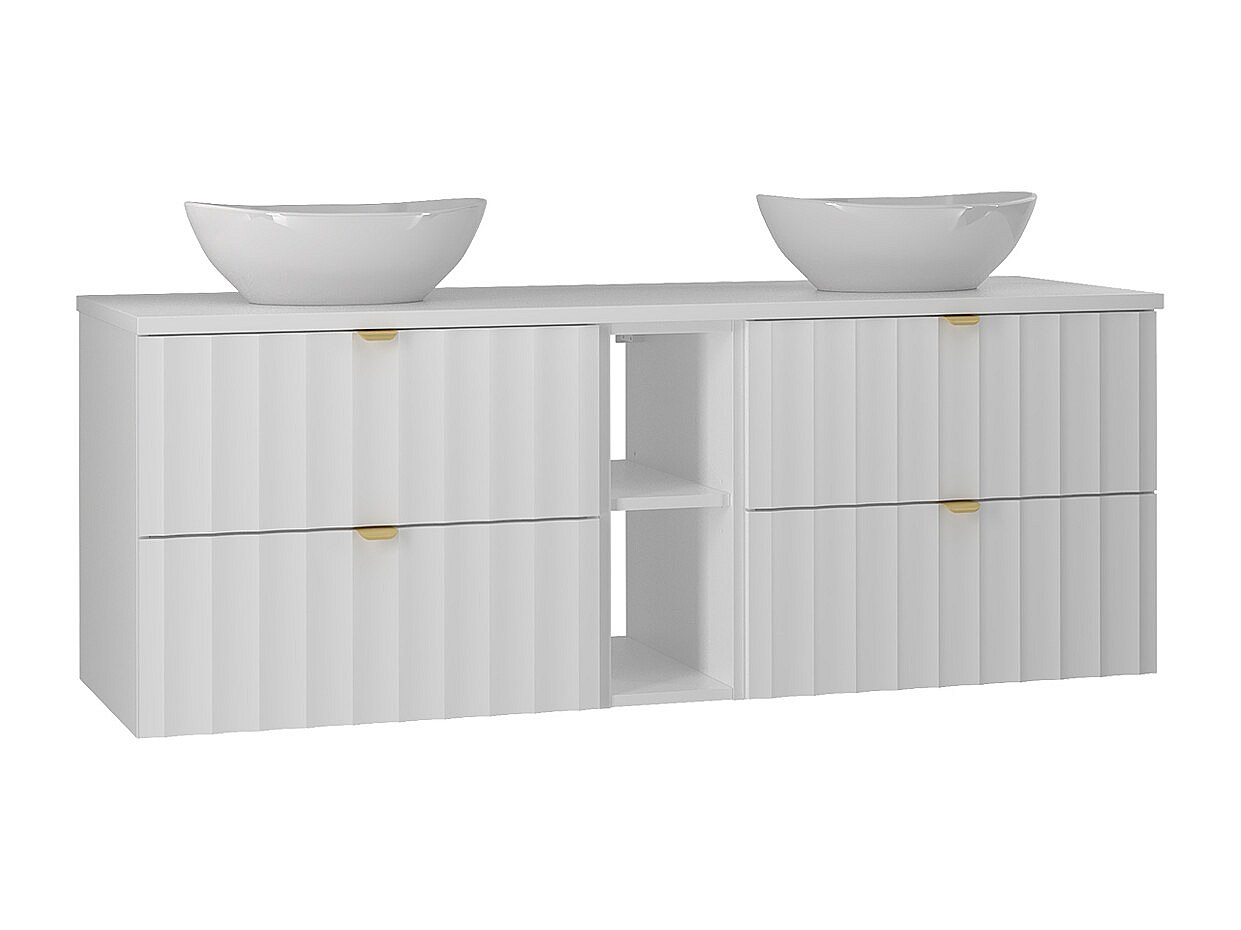 Meuble double vasque 140cm 2 niches Lexa Blanc