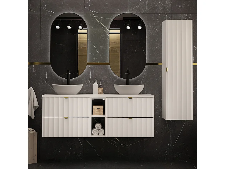 Mobile bagno doppio lavabo Lexa bianco 140cm