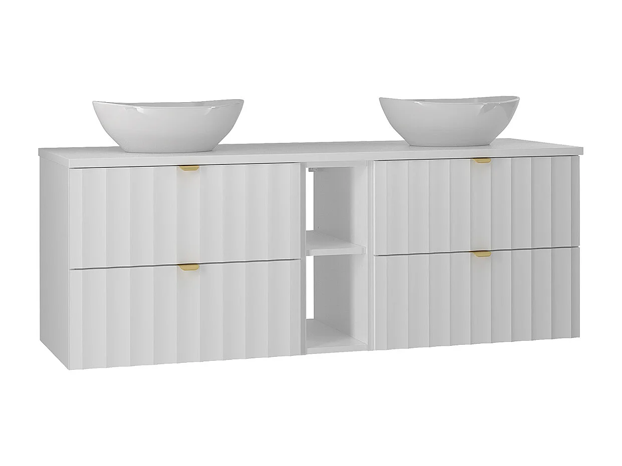 Meuble double vasque 140cm 2 niches Lexa Blanc