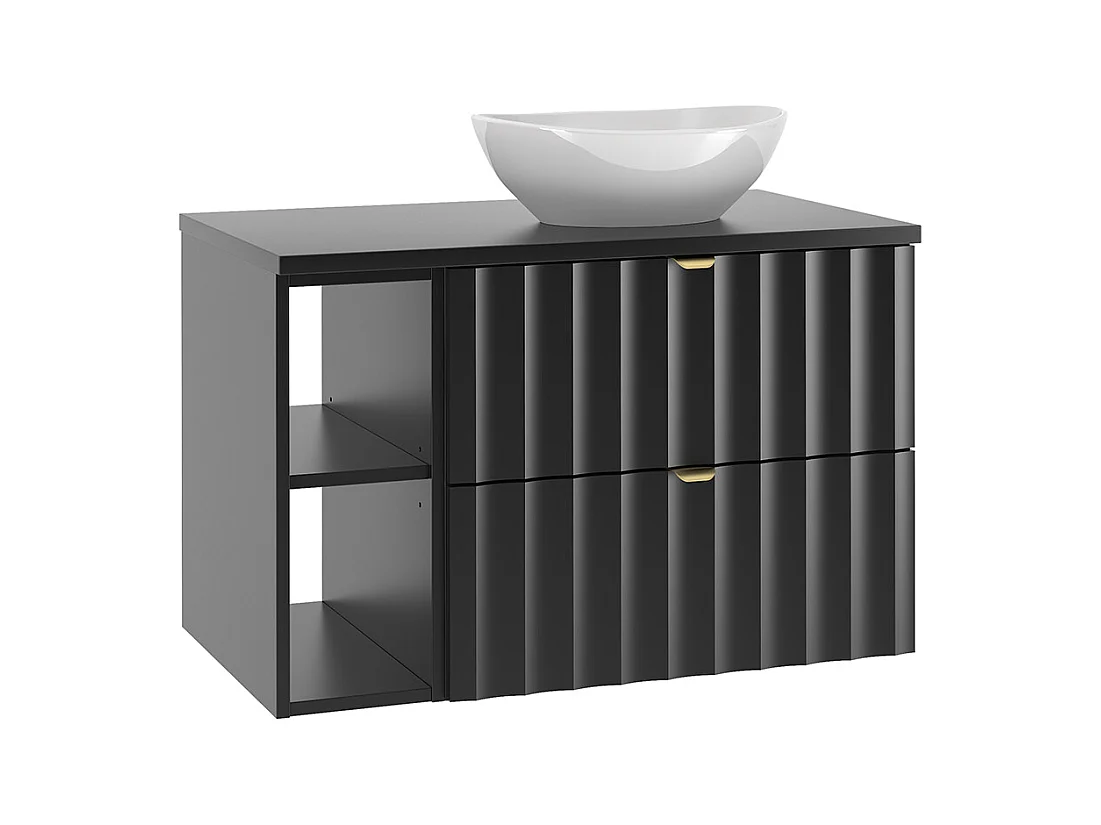 Meuble simple vasque 80cm 2 niches Lexa Noir