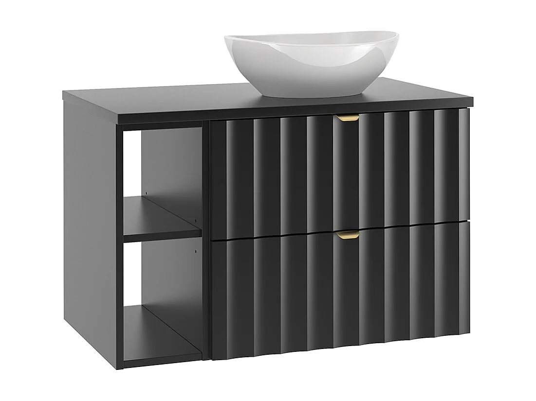 Meuble simple vasque 80cm 2 niches Lexa Noir