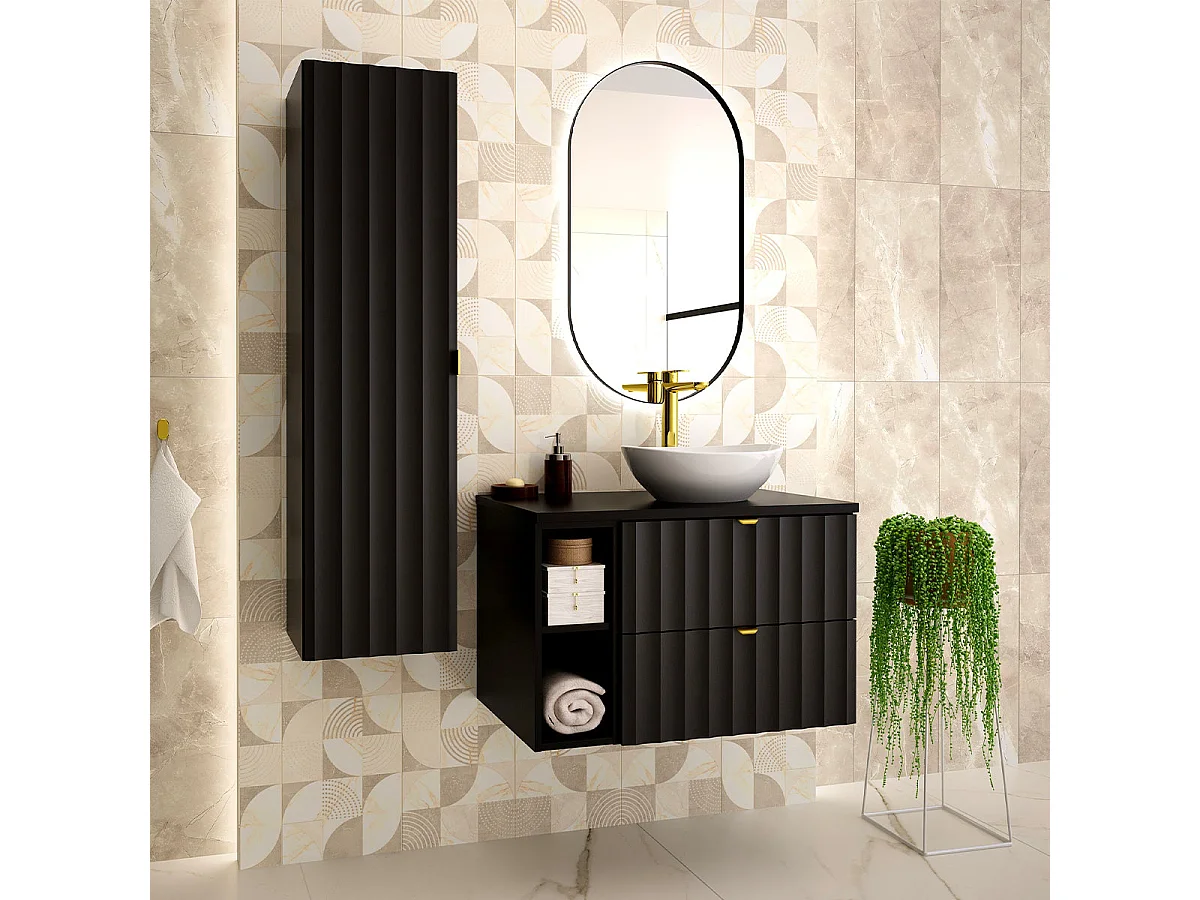 Mobile bagno con lavabo Lexa nero 80cm
