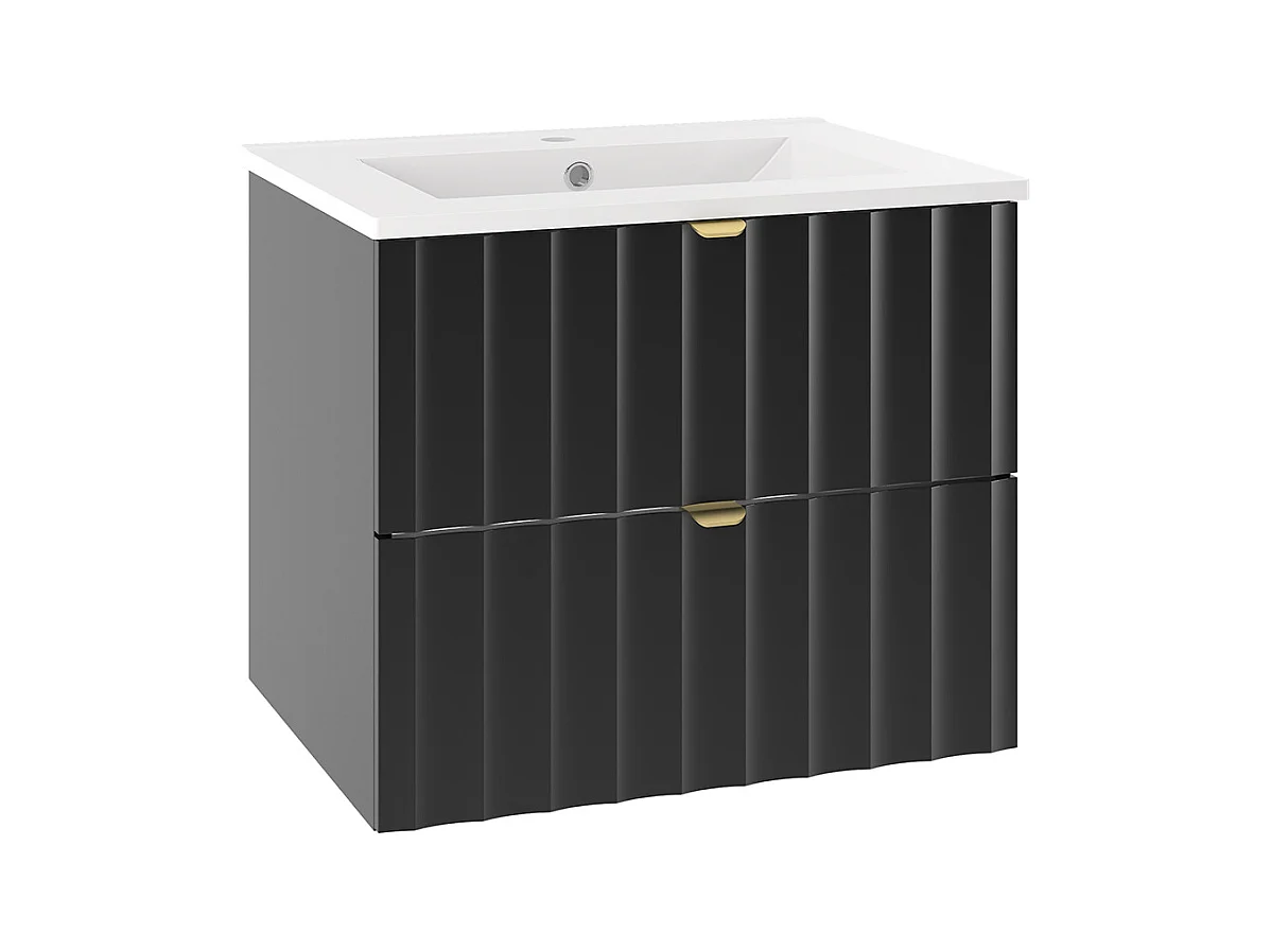 Meuble simple vasque encastrée 60cm Lexa Noir