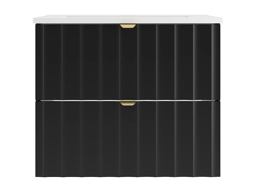 Lexa Black 60cm single vanity unit with built-in basin