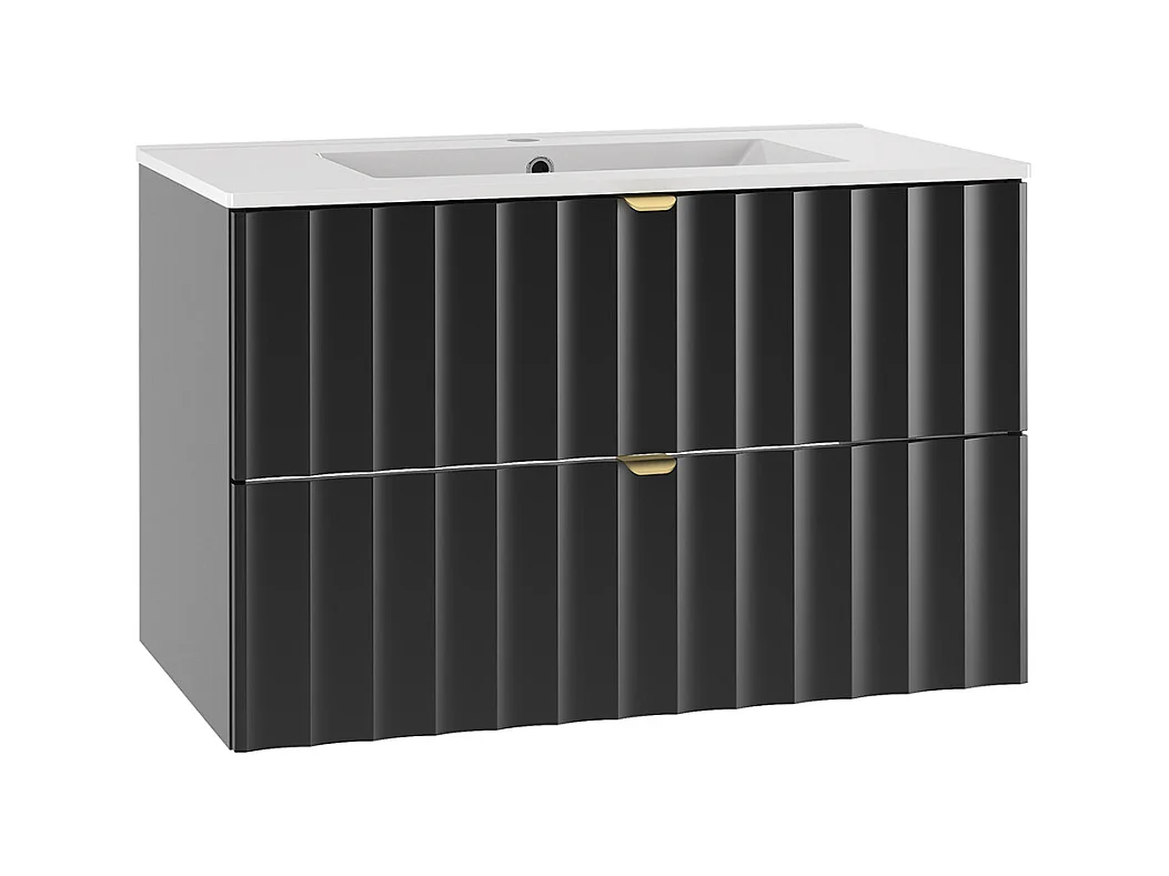 Meuble simple vasque encastrée 80cm Lexa Noir