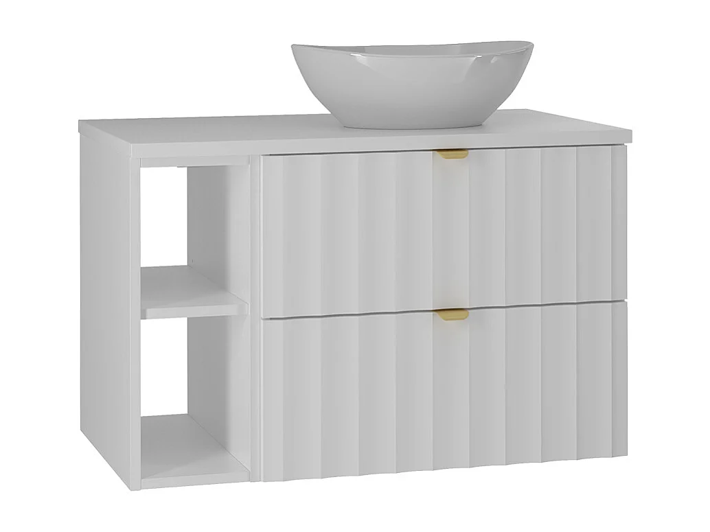 Enkelt håndvask 80 cm med 2 nicher Lexa White