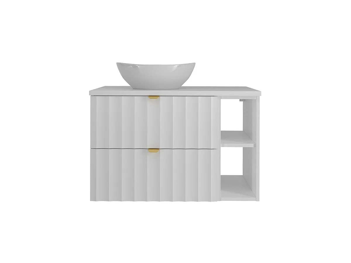 Meuble simple vasque 80cm 2 niches Lexa Blanc
