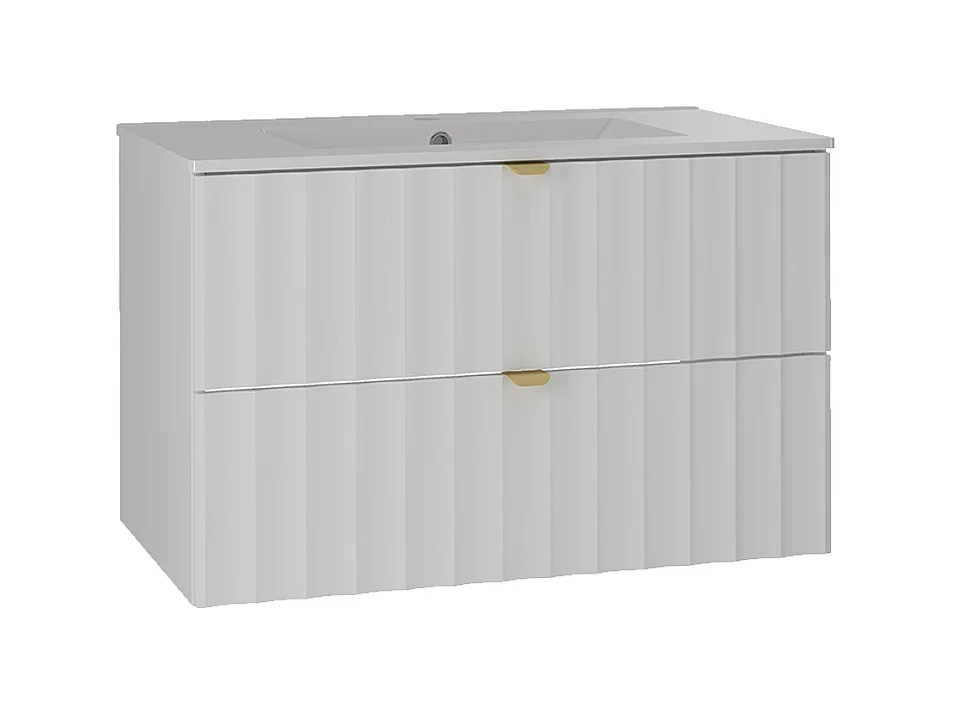 Meuble simple vasque encastrée 80cm Lexa Blanc