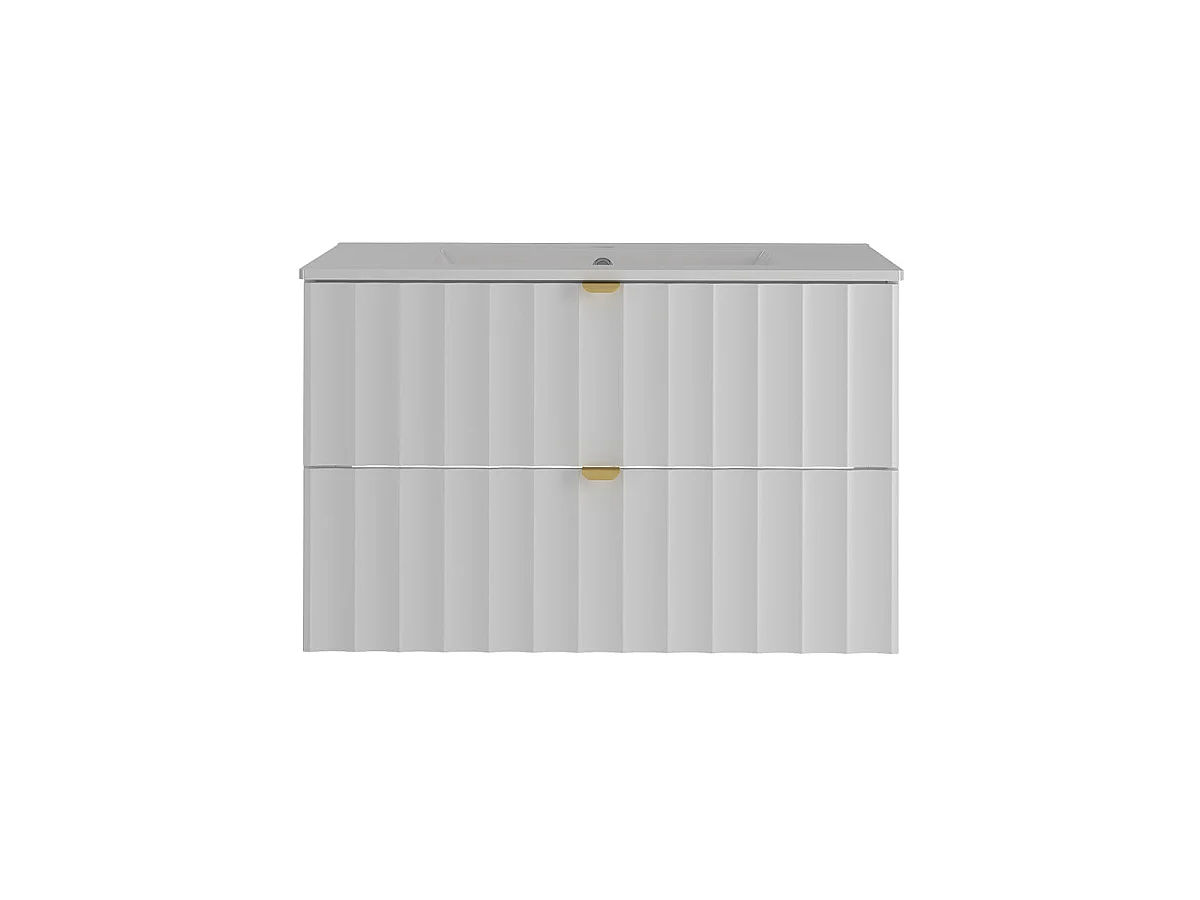 Meuble simple vasque encastrée 80cm Lexa Blanc