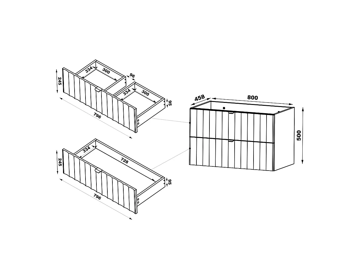 Meuble simple vasque encastrée 80cm Lexa Blanc