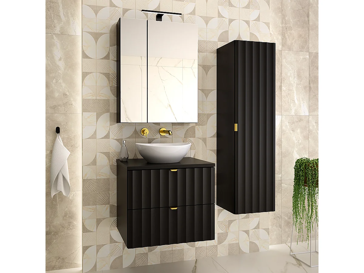 Meuble simple vasque 60cm Lexa Noir