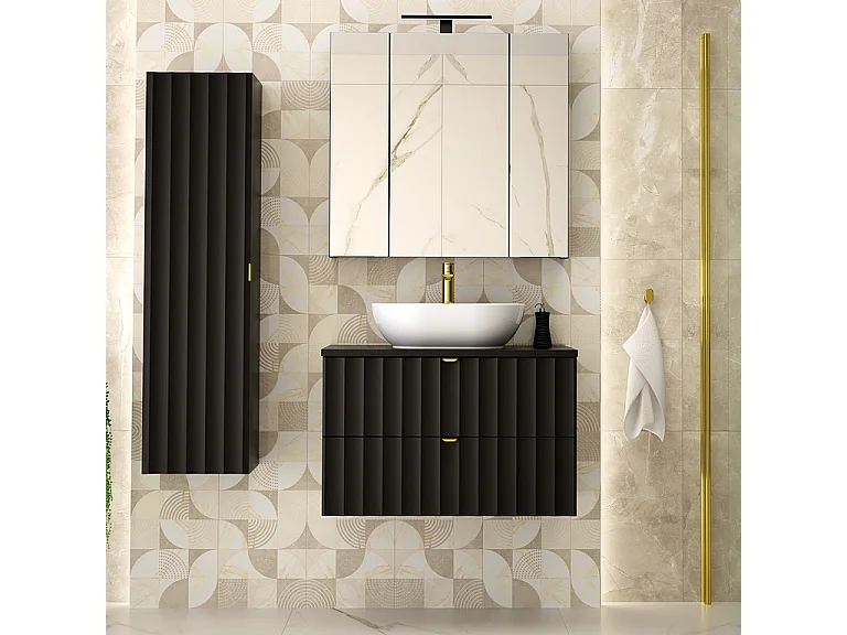 Meuble sous-vasque 80cm plan de toilette Lexa Noir