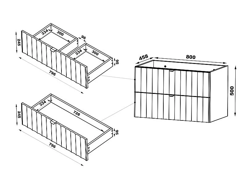 Meuble sous-vasque 80cm plan de toilette Lexa Noir
