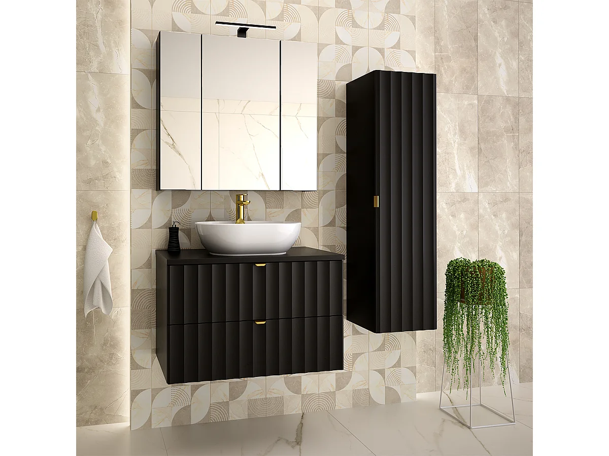 Undercounter cabinet 80cm Lexa vanity top Black