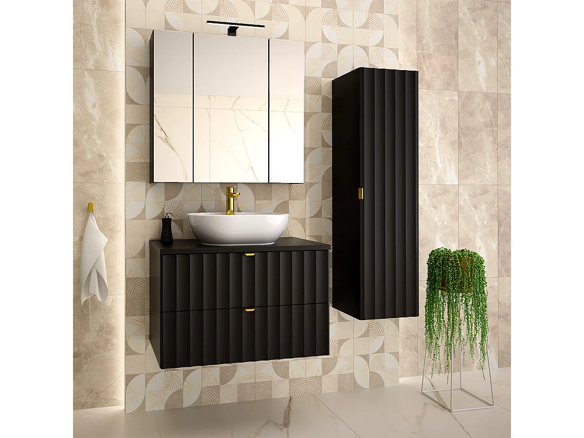 Undercounter cabinet 80cm Lexa vanity top Black