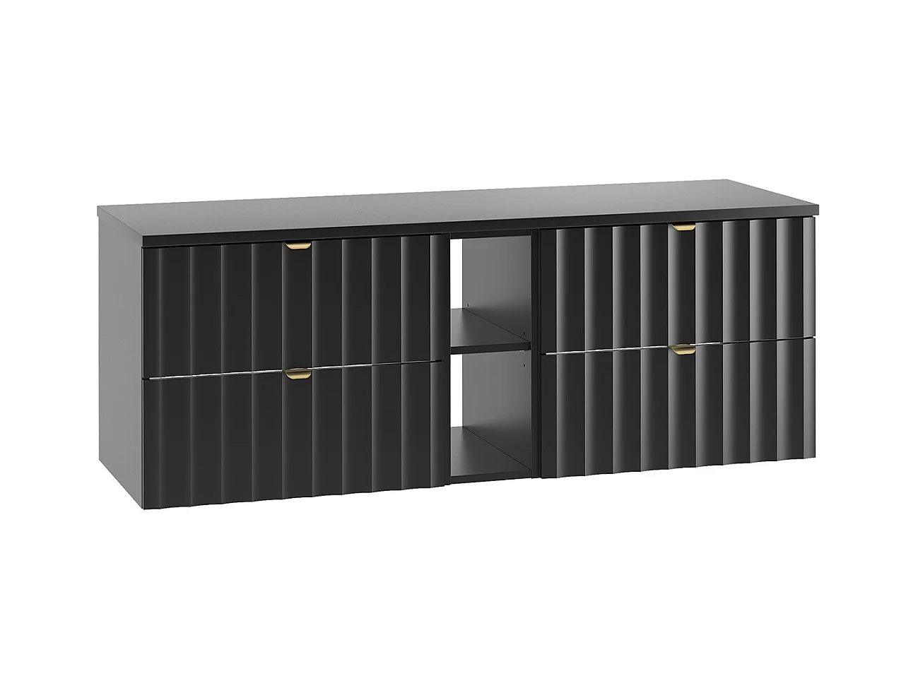 Meuble sous-vasque 140cm 2 niches plan de toilette Lexa Noir