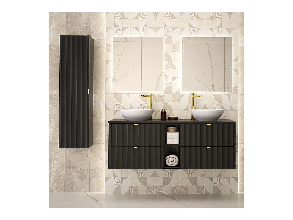 Mobile bagno senza lavabo Lexa nero 140cm