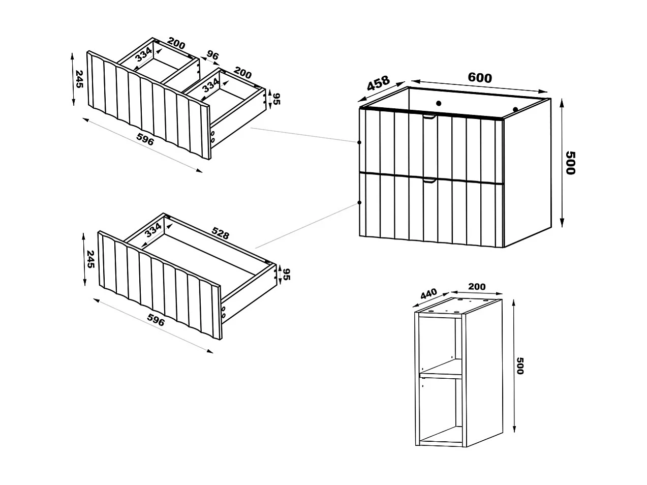 Meuble sous-vasque 80cm 2 niches plan de toilette Lexa Blanc