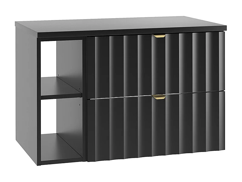 Meuble sous-vasque 80cm 2 niches plan de toilette Lexa Noir