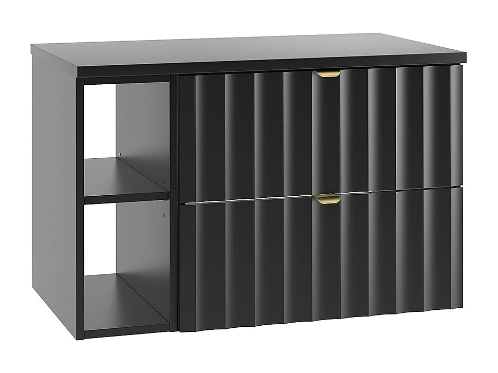 Meuble sous-vasque 80cm 2 niches plan de toilette Lexa Noir