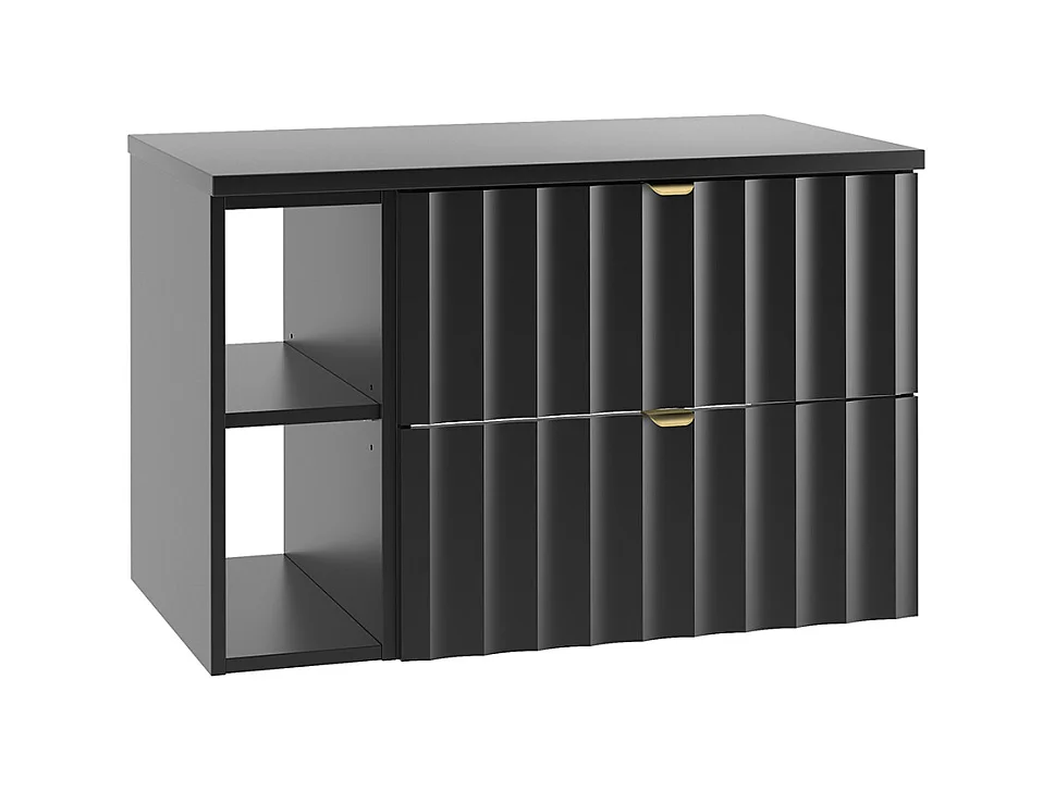 Meuble sous-vasque 80cm 2 niches plan de toilette Lexa Noir